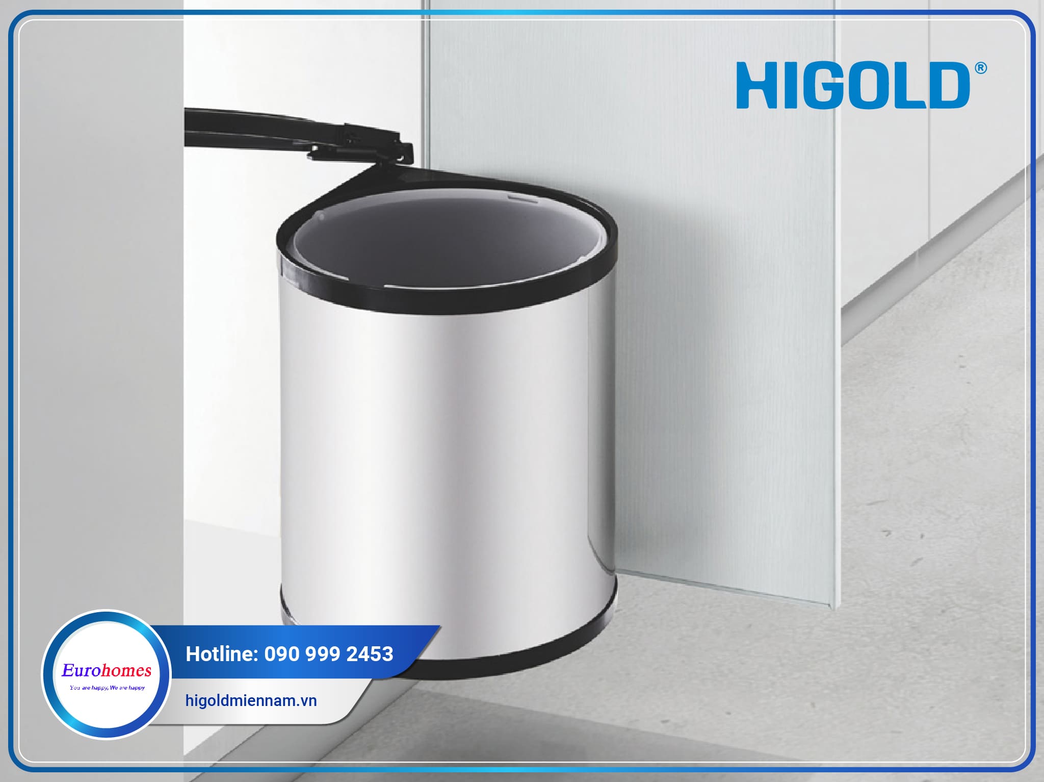 Thùng rác gắn cánh tròn 8kgs — 350mm: 307015